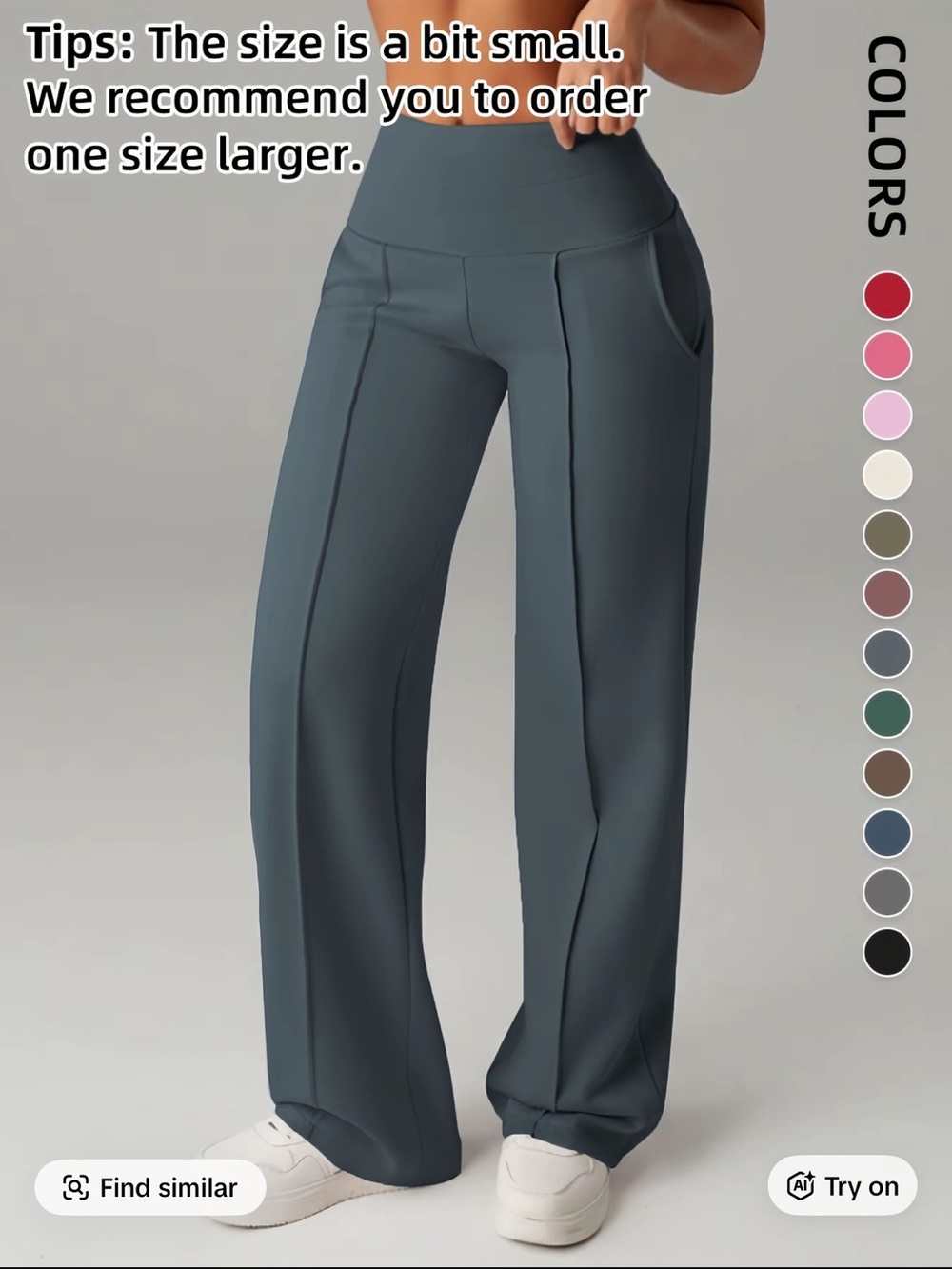 Women Loose Straight Leg Pants, Wide Legs High Waist Casual Comfy Pants with Po